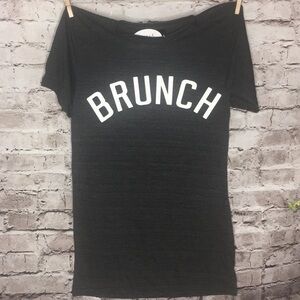 Grey heathered BRUNCH soft tee size small new